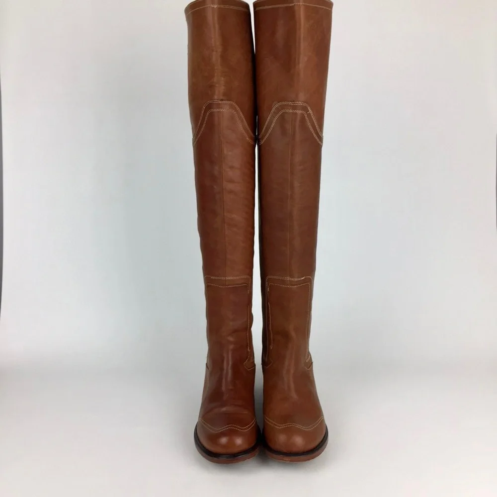 Timberland Lucille Flat Tall Knee Boots Tan Leather 6